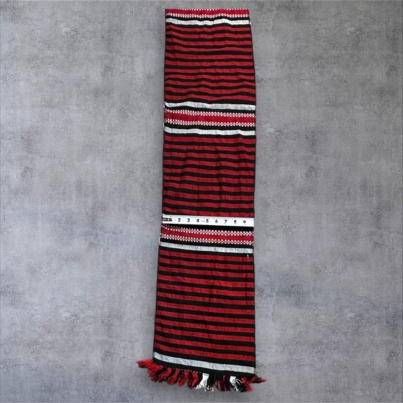 Handmade Ethiopian‎ Dorze Cotton Scarf Netela Red Black Tribal Woven Fringe - Picture 3 of 4